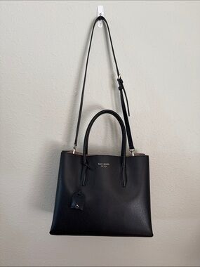 kate spade Black Leather Satchel with Adjustable Crossbody Strap